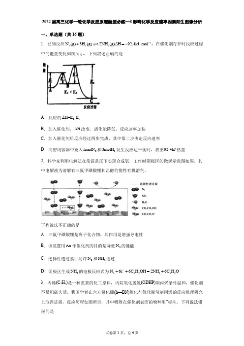 2022届高三化学一轮化学反应原理题型必练—8影响化学反应速率因素陌生图像分析