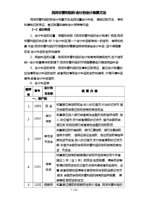 民间非营利组织会计的会计核算方法