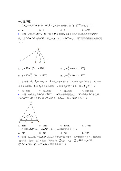 深圳市教苑中学八年级数学上册第十三章《轴对称》经典练习卷(含答案解析)