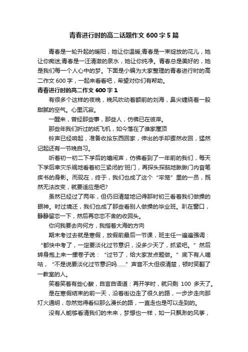 青春进行时的高二话题作文600字5篇