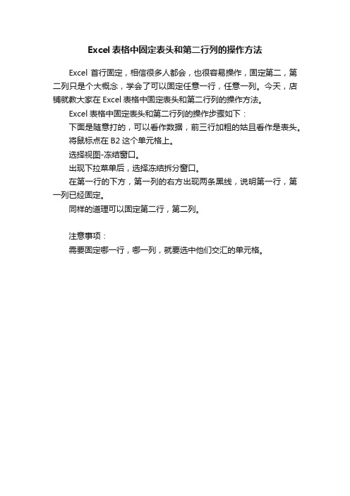 Excel表格中固定表头和第二行列的操作方法