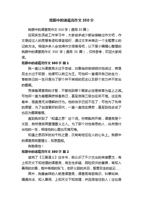 我眼中的诸葛亮作文350字