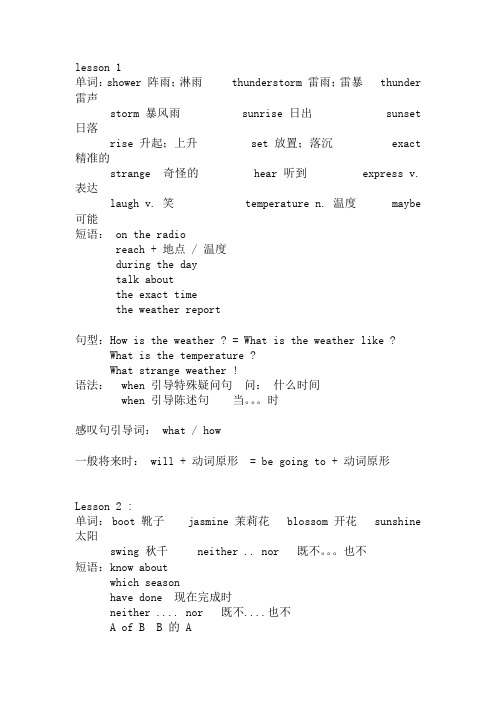 Unit 1  单元知识点总结-冀教版八年级英语下册