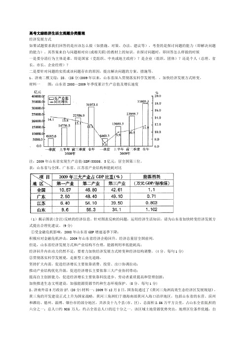 高考文综经济生活主观题分类整理