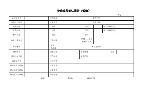 特殊过程确认报告(锻造)