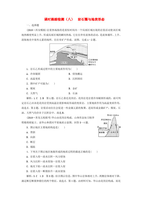 2020版高考地理一轮复习课时跟踪检测(八)岩石圈与地表形态(含解析)鲁教版