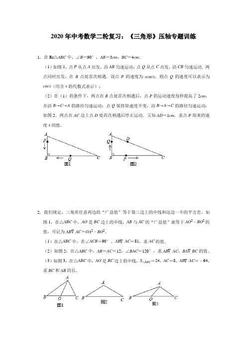 2020年中考数学二轮复习：《三角形》压轴专题训练