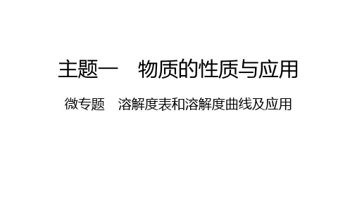 2024年中考化学二轮复习课件微专题溶解度表和溶解度曲线及应用