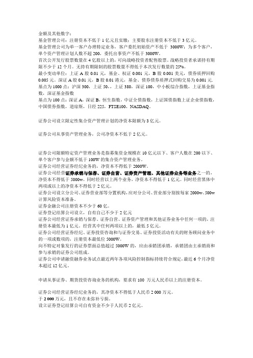 证券从业基础知识特别记忆之各种数字