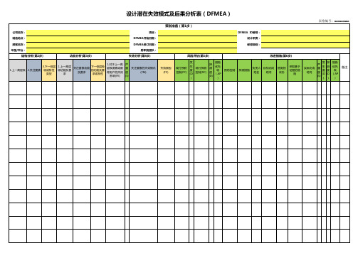 设计潜在失效模式及后果分析表(DFMEA)