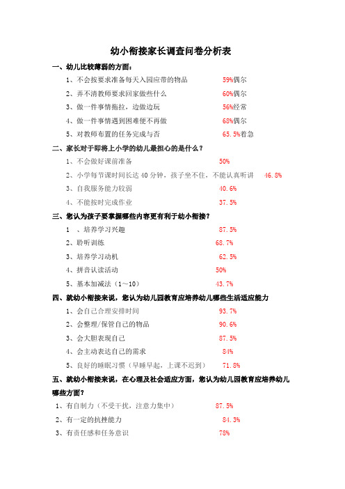 幼小衔接家长调查问卷分析