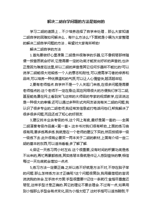 解决二胡自学问题的方法是如何的