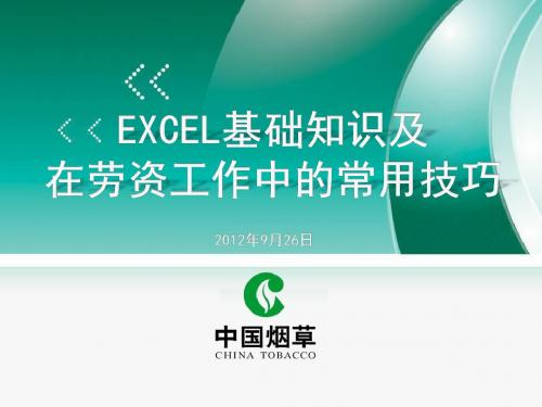 EXCEL基础知识及在劳资工作中的常用技巧