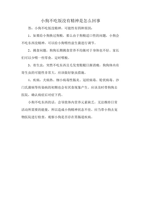 小狗不吃饭没有精神是怎么回事