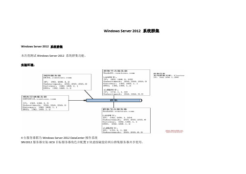 Windows Server 2012 系统群集