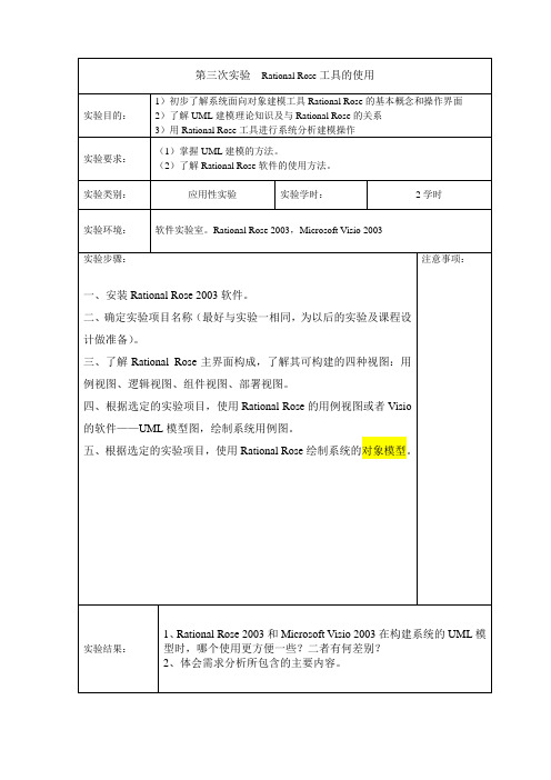 软件工程——第3次实验——Rational-Rose工具的使用