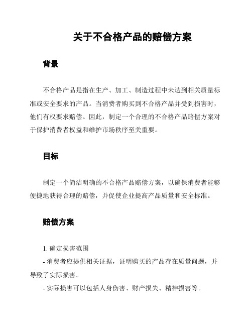 关于不合格产品的赔偿方案