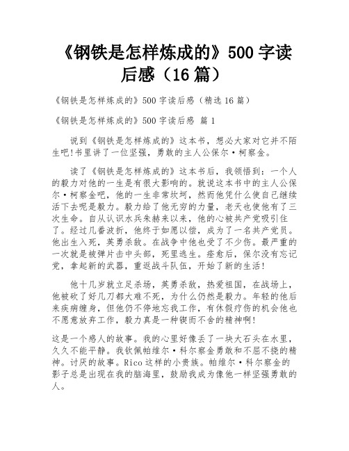 《钢铁是怎样炼成的》500字读后感(16篇)