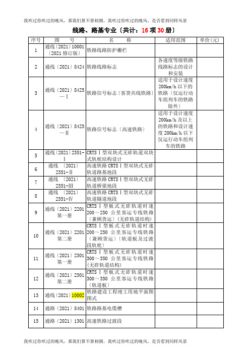 铁路工程通用图目录