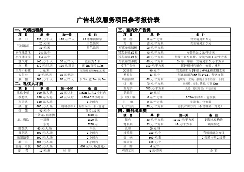 广告报价表(标准)