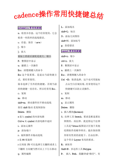 cadence操作常用快捷键总结(精品文档)