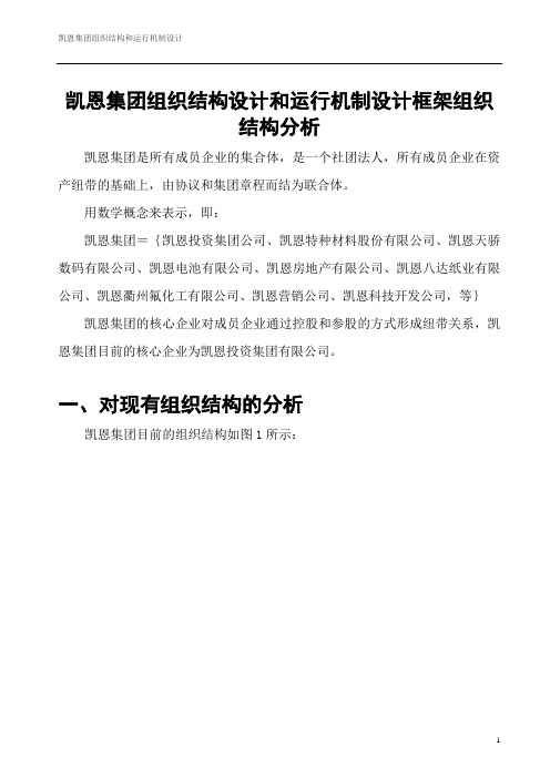 凯恩集团组织结构设计和运行机制设计框架组织结构分析