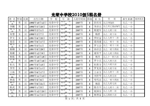 2010级1-5班名册