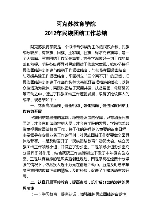 2012民族团结总结