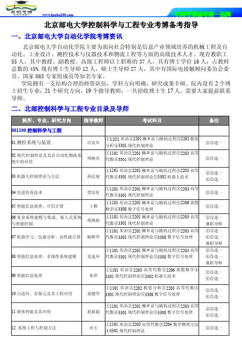 育明考博-北京邮电大学控制科学与工程专业考试大纲保录报录比参考书复习方法