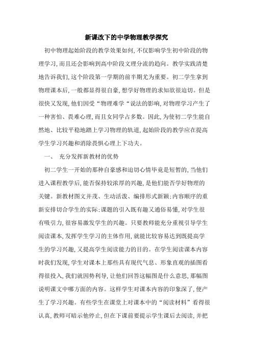 新课改下中学物理教学探究