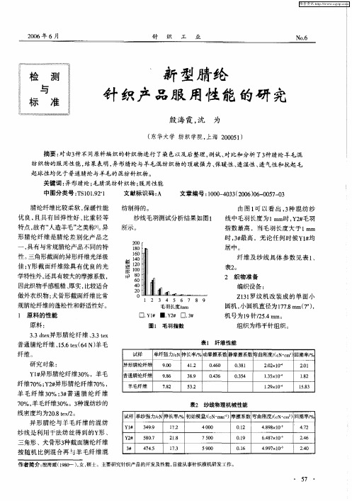 新型腈纶针织产品服用性能的研究