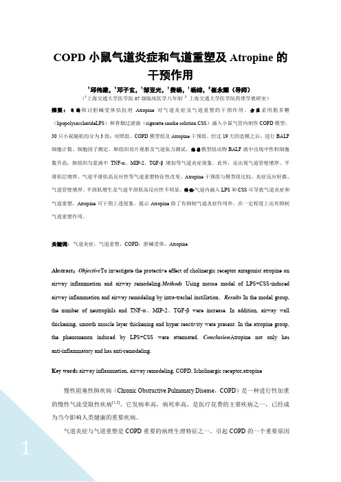COPD小鼠气道炎症和气道重塑及Atropine的作用
