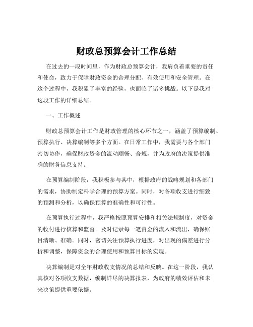 财政总预算会计工作总结