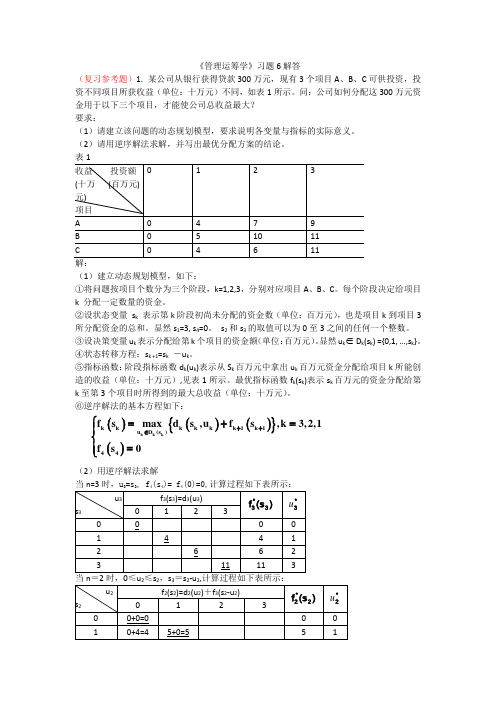 《管理运筹学》习题6解答