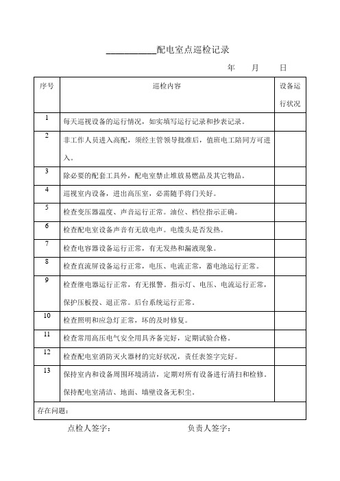 (完整版)配电室点巡检记录