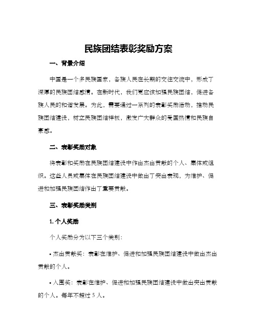 民族团结表彰奖励方案