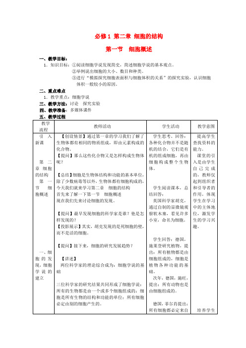 高一生物《细胞概述》教案浙科版必修1