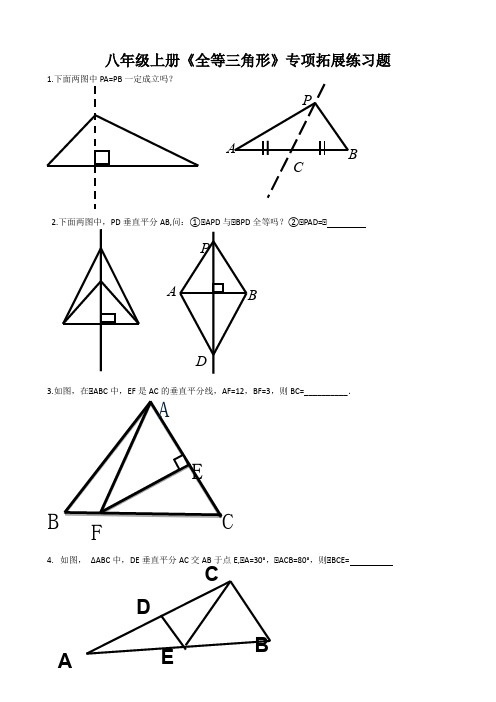 人教版初中数学八年级上册《全等三角形》专项拓展练习题