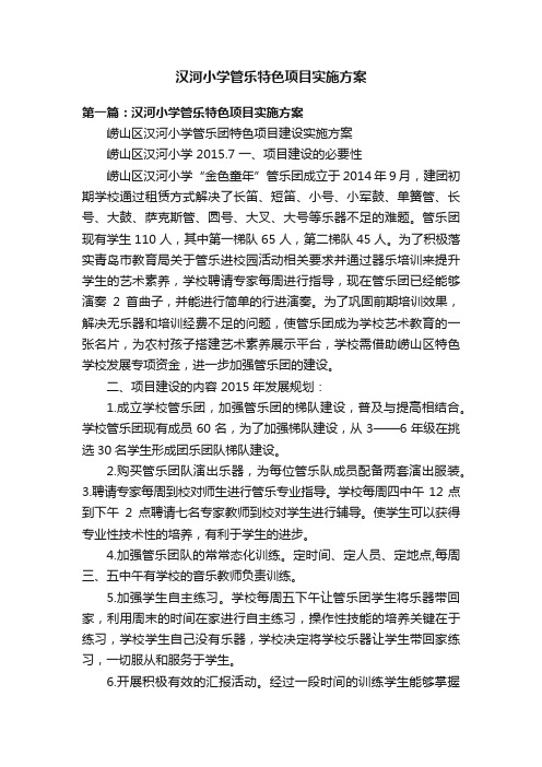 汉河小学管乐特色项目实施方案