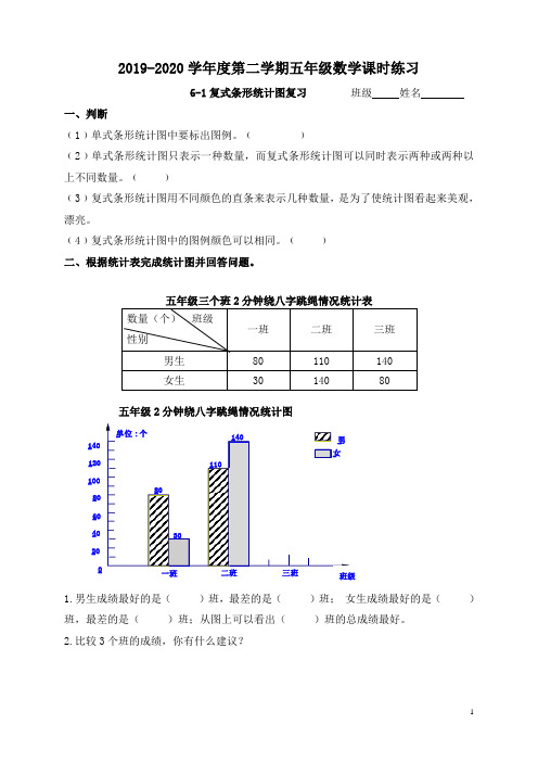 五年级下 数学《复式条形统计图》专题练习复习题