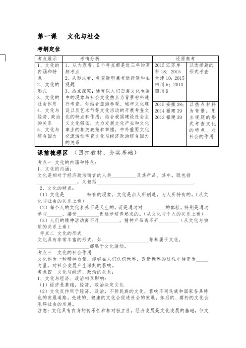 [备考精品]高考一轮复习人教新课标必修三：3.1文化与社会学案.doc