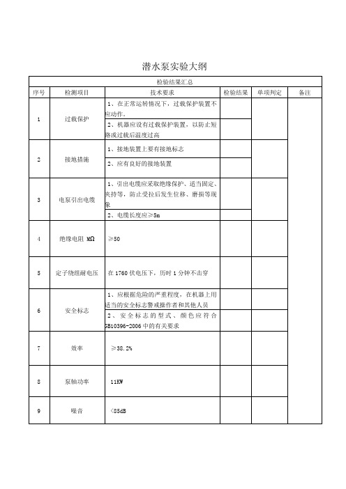 水泵试验大纲