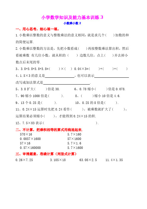 小学五年级数学知识及能力基本训练3