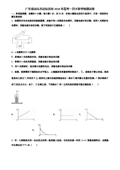 广东省汕头市达标名校2018年高考一月大联考物理试卷含解析