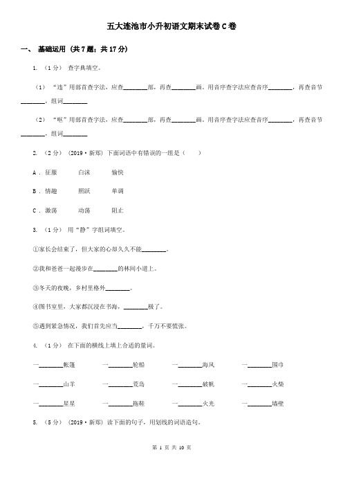 五大连池市小升初语文期末试卷C卷