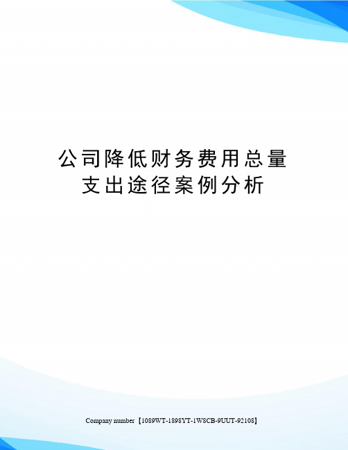 公司降低财务费用总量支出途径案例分析图文稿