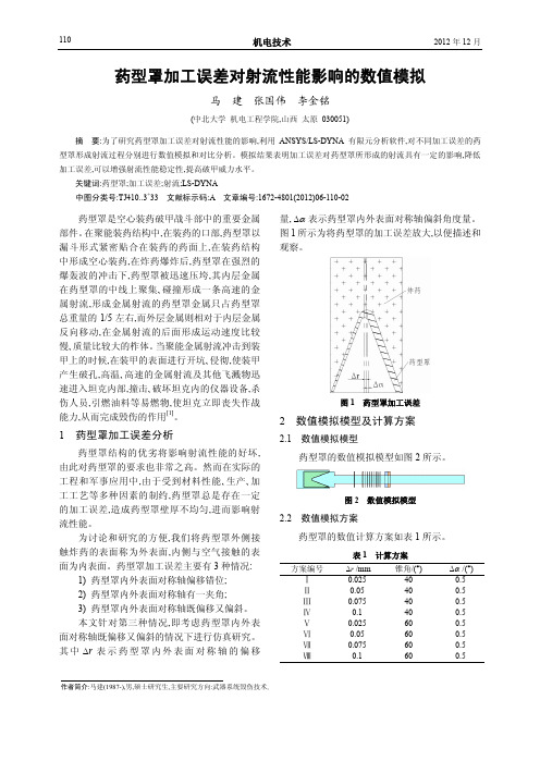 药型罩加工误差对射流性能影响的数值模拟