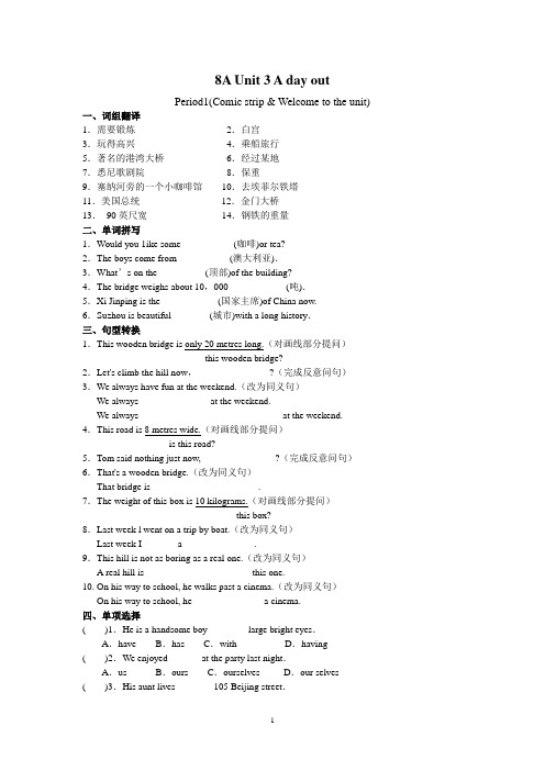 牛津译林版英语8A Unit3 Period1(Comic strip  Welcome to the unit)