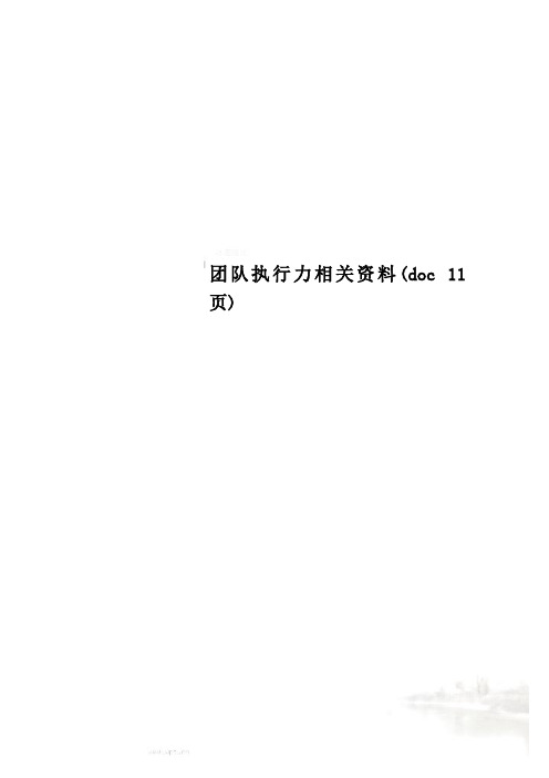 团队执行力相关资料(doc 11页)