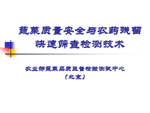 蔬菜质量安全与农药残留快速筛查检测技术